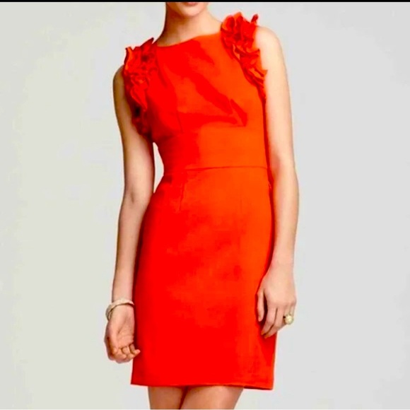 Trina Turk Vibrant Orange Ruffle Mini Dress - Picture 1 of 11